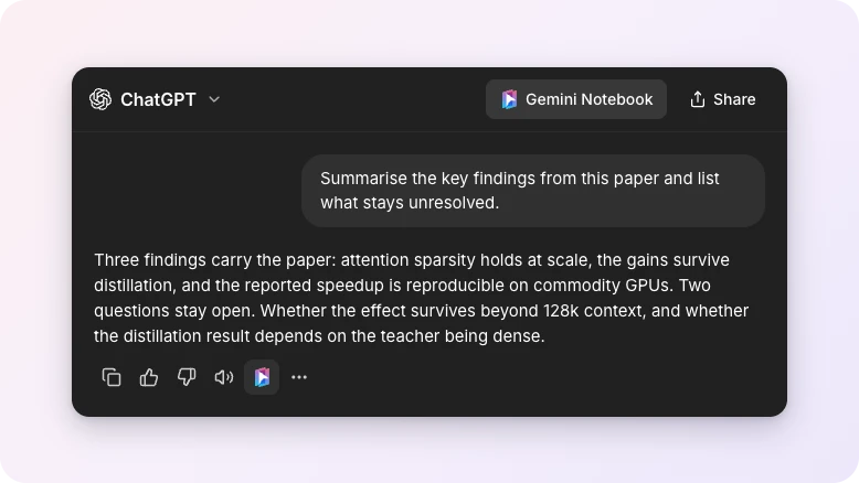 AI chats to Gemini Notebook