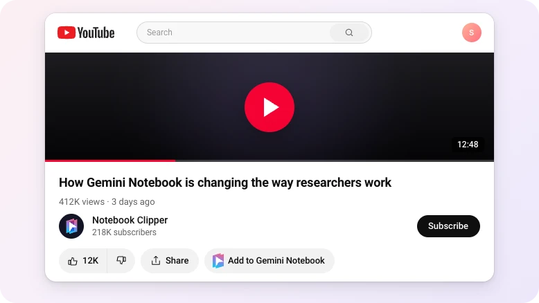 YouTube to Gemini Notebook